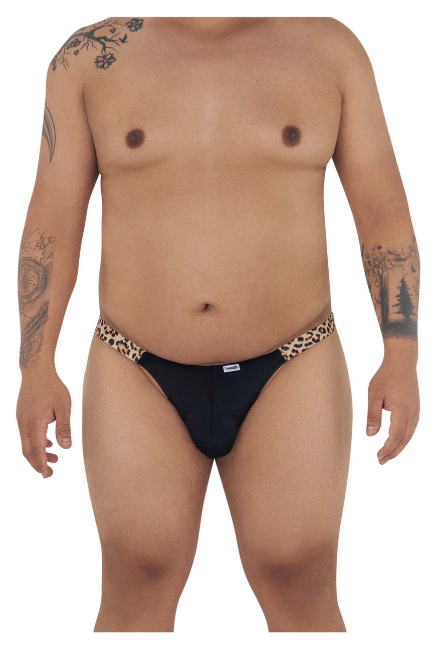 CandyMan Men's Underwear 99536X Bikini Jockstrap Color Black-Animal Print