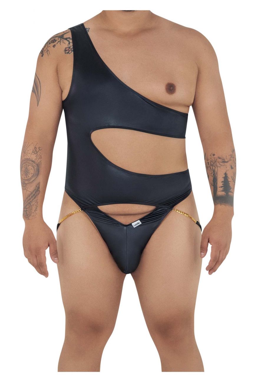 CandyMan Men's Underwear 99597X One Shoulder Bodysuit Color Black