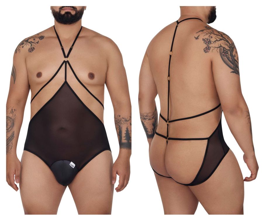 CandyMan Men's Underwear 99662X Tulle Bodysuit Color Black