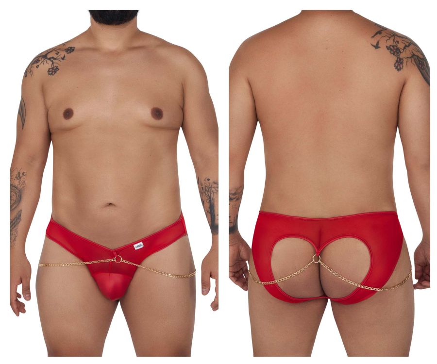 CandyMan Men's Underwear 99672X Chain Jock Briefs Color Red