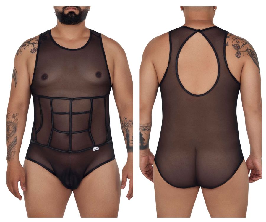 CandyMan Men's Underwear 99683X Tulle Bodysuit Color Black