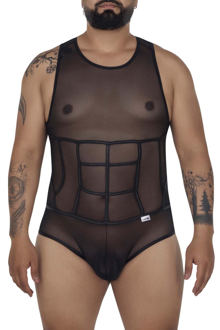CandyMan Men's Underwear 99683X Tulle Bodysuit Color Black