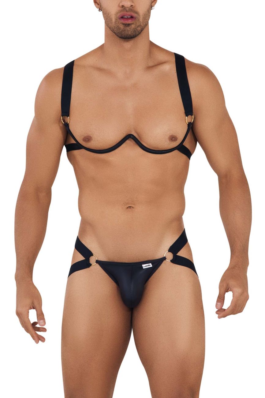 CandyMan Men's Underwear 99731 Harness-Bra Two Piece Set Color Black