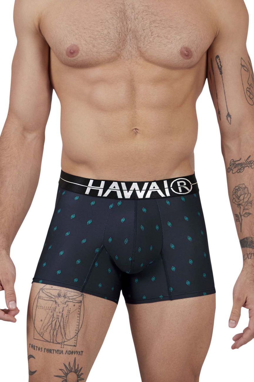 HAWAIR Men's Underwear 42520 Printed Microfiber Trunks Color Dark Blue
