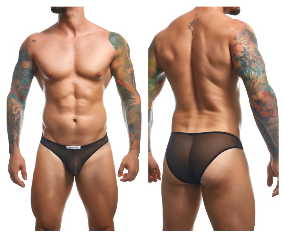 JUSTIN+SIMON Men's Underwear XSJ01 Classic Bikini Color Black Mesh