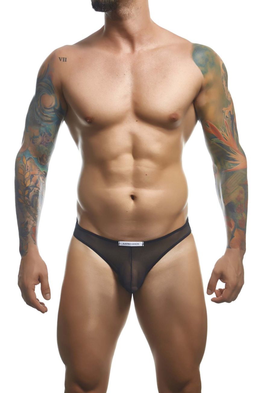 JUSTIN+SIMON Men's Underwear XSJ01 Classic Bikini Color Black Mesh