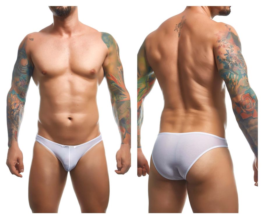 JUSTIN+SIMON Men's Underwear XSJ01 Classic Bikini Color White Mesh