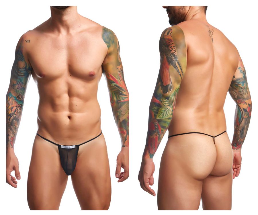 JUSTIN+SIMON Men's Underwear XSJ02 Classic G-String Color Black Mesh