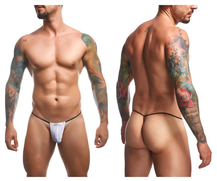 JUSTIN+SIMON Men's Underwear XSJ02 Classic G-String Color White Mesh