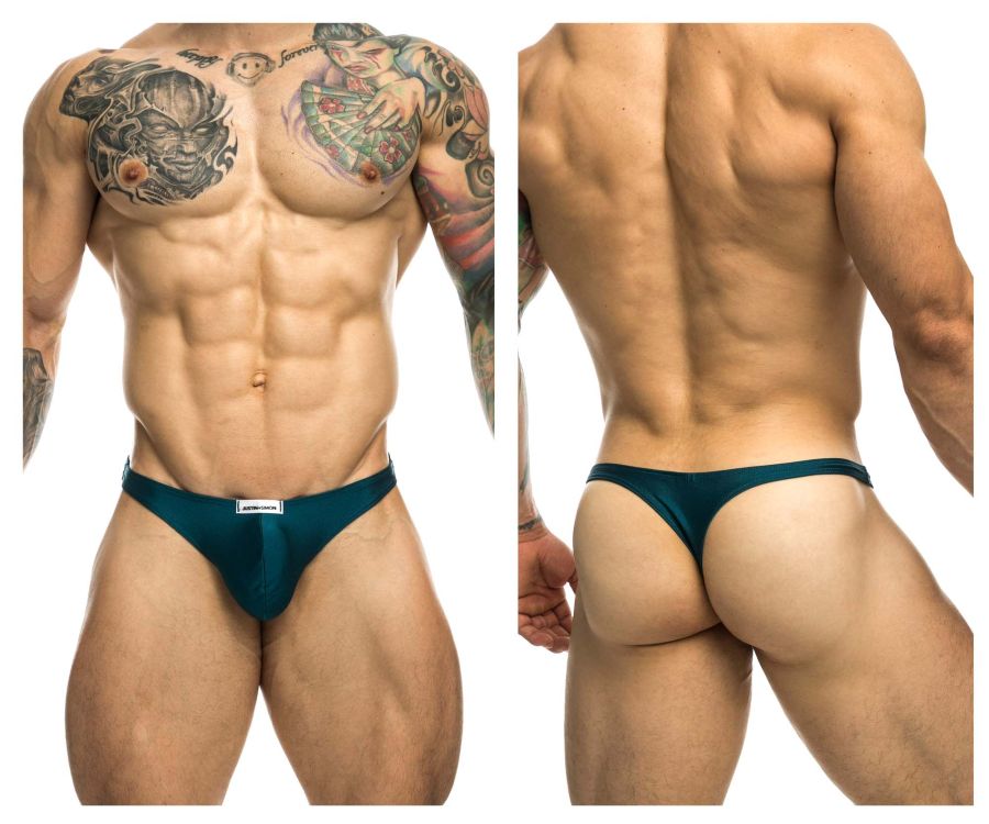 JUSTIN+SIMON Men's Underwear XSJ03 Classic Thongs Color Opal Green