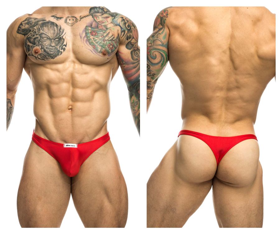 JUSTIN+SIMON Men's Underwear XSJ03 Classic Thongs Color Red