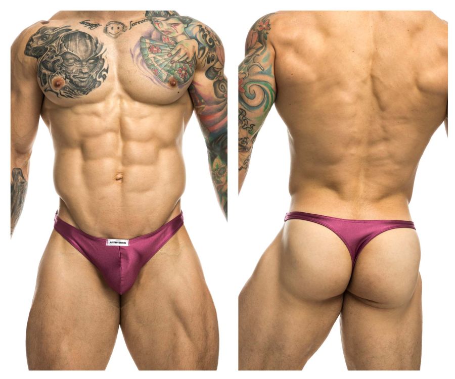 JUSTIN+SIMON Men's Underwear XSJ03 Classic Thongs Color Wine