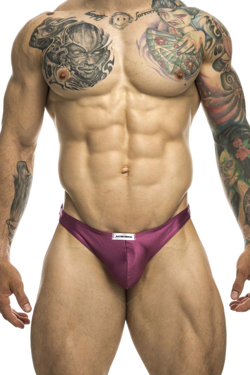 JUSTIN+SIMON Men's Underwear XSJ03 Classic Thongs Color Wine