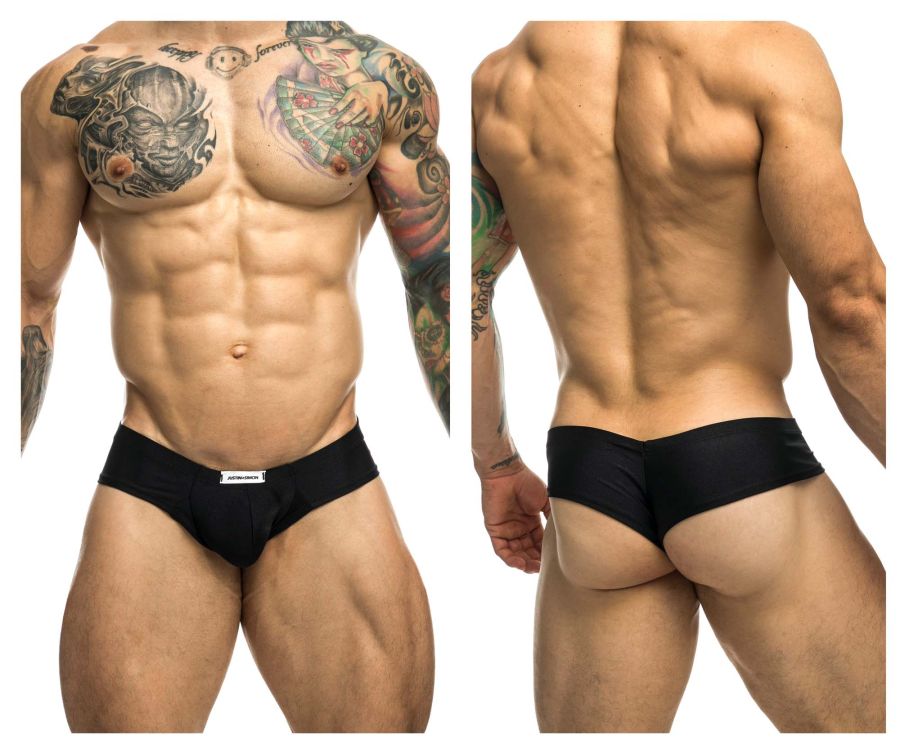 JUSTIN+SIMON Men's Underwear XSJ22 Cheek Briefs Color Black