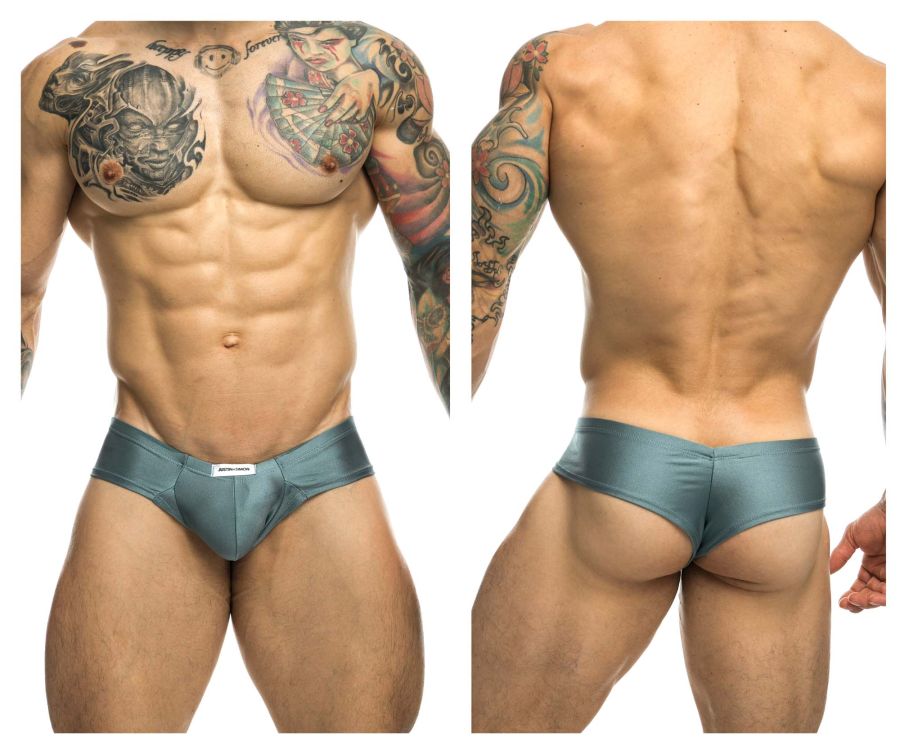 JUSTIN+SIMON Men's Underwear XSJ22 Cheek Briefs Color Metal Green