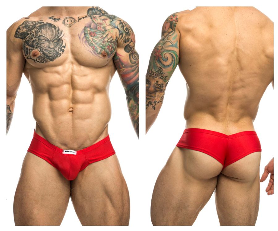 JUSTIN+SIMON Men's Underwear XSJ22 Cheek Briefs Color Red
