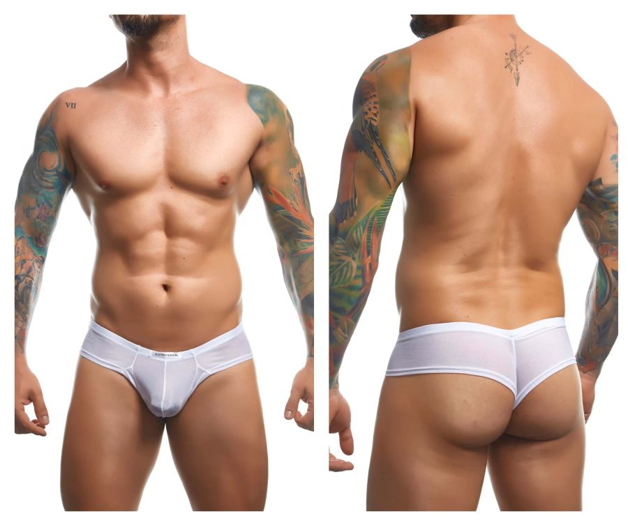 JUSTIN+SIMON Men's Underwear XSJ22 Cheek Briefs Color White Mesh