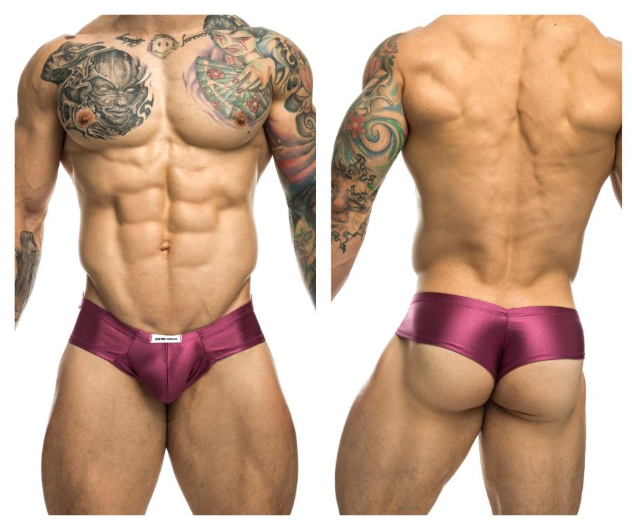 JUSTIN+SIMON Men's Underwear XSJ22 Cheek Briefs Color Wine
