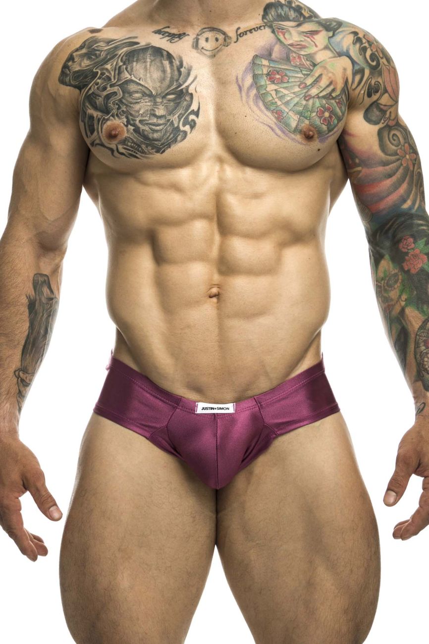JUSTIN+SIMON Men's Underwear XSJ22 Cheek Briefs Color Wine