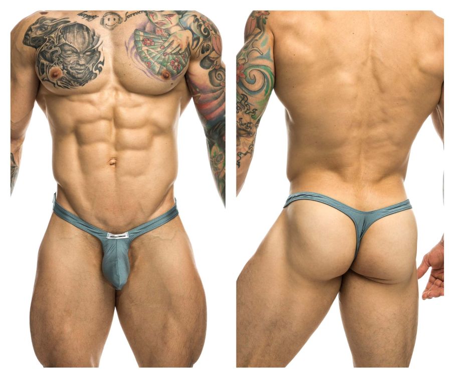 JUSTIN+SIMON Men's Underwear XSJBU02 Bulge Thongs Color Metal Green