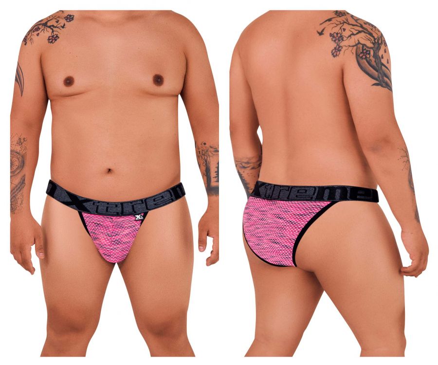 Xtremen Men's Underwear 91098X Microfiber Mesh Bikini Color Pink