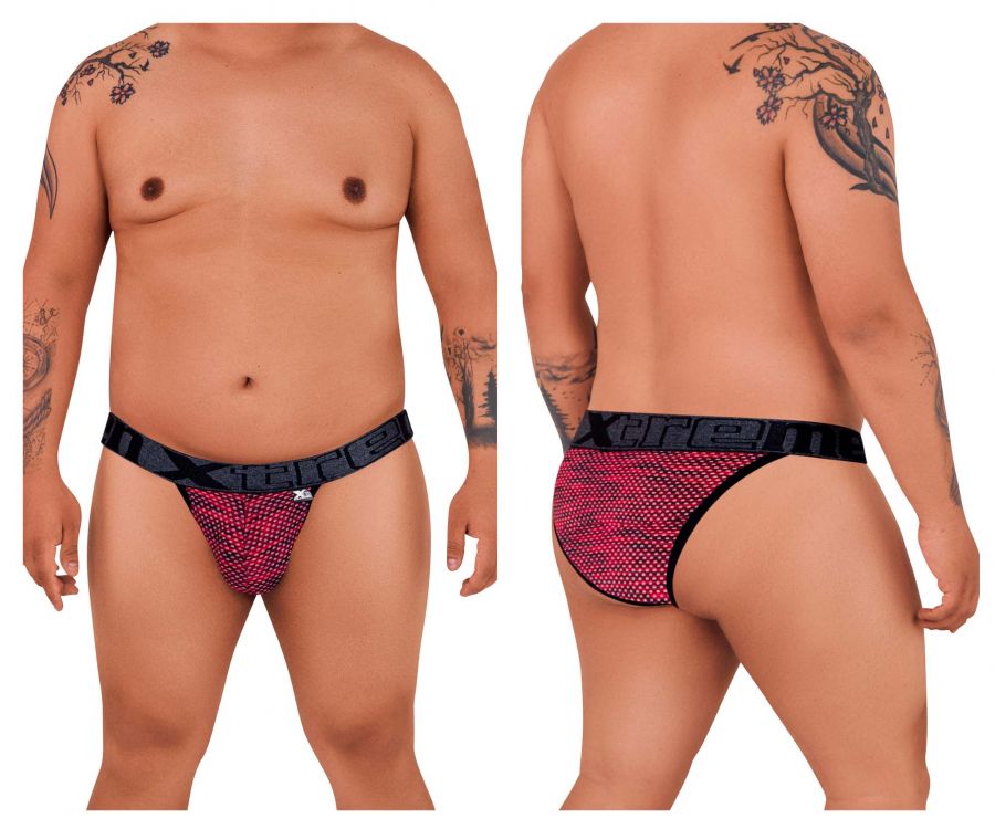 Xtremen Men's Underwear 91098X Microfiber Mesh Bikini Color Red