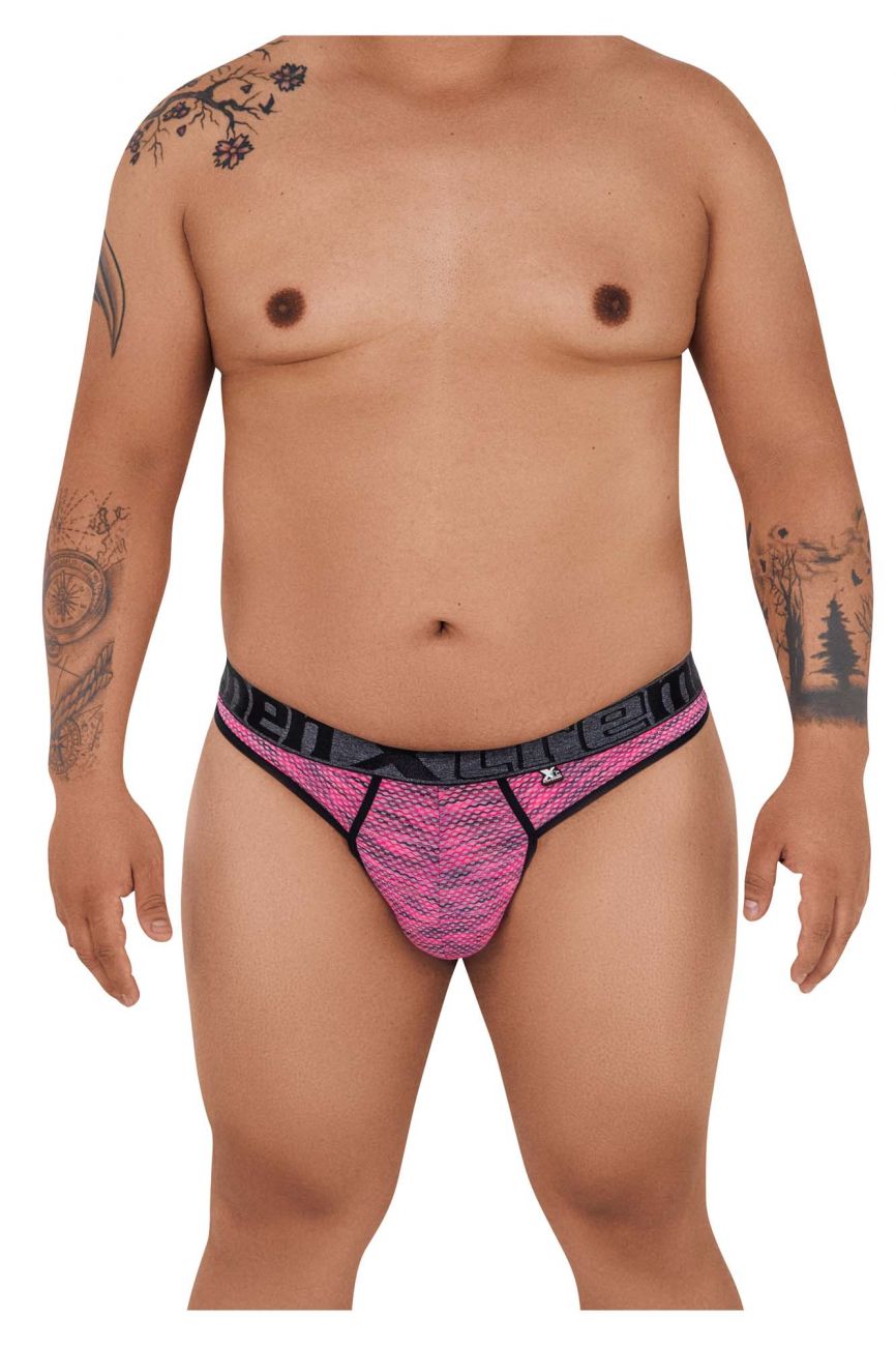 Xtremen Men's Underwear 91100X Microfiber Mesh Thongs Color Pink